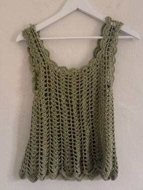 Handmade Olive Green Crochet Tank Top